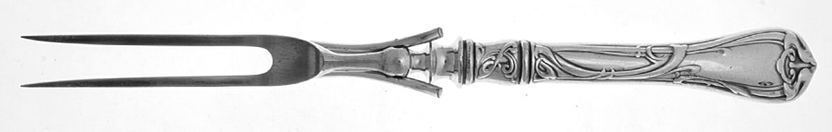 Modern Art (Silverplate, 1904) Large Stainless-Prong Roast Carving Fork by Reed & Barton-1