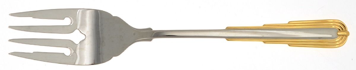 Odessa Gold (Stainless-Gold) Medium Solid Cold Meat Serving Fork by Reed & Barton-1