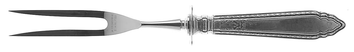 Oxford (Sterling, 1928, No Monograms) Small Steak Carving Fork with Stainless Prongs by Reed & Barton-1