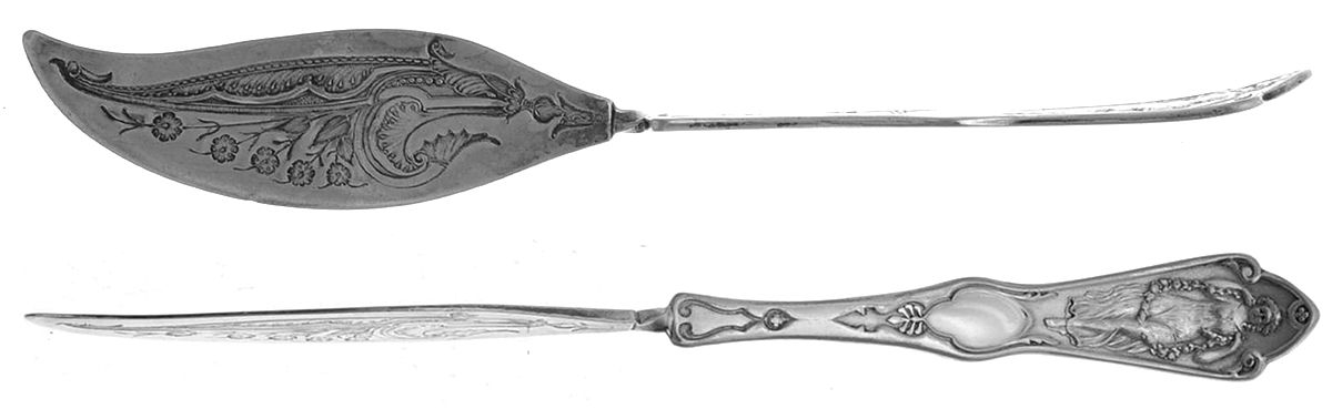 Pearl (Silverplate, 1898) Flat Twisted Handle Master Butter Knife Bright Cut by Reed & Barton-1