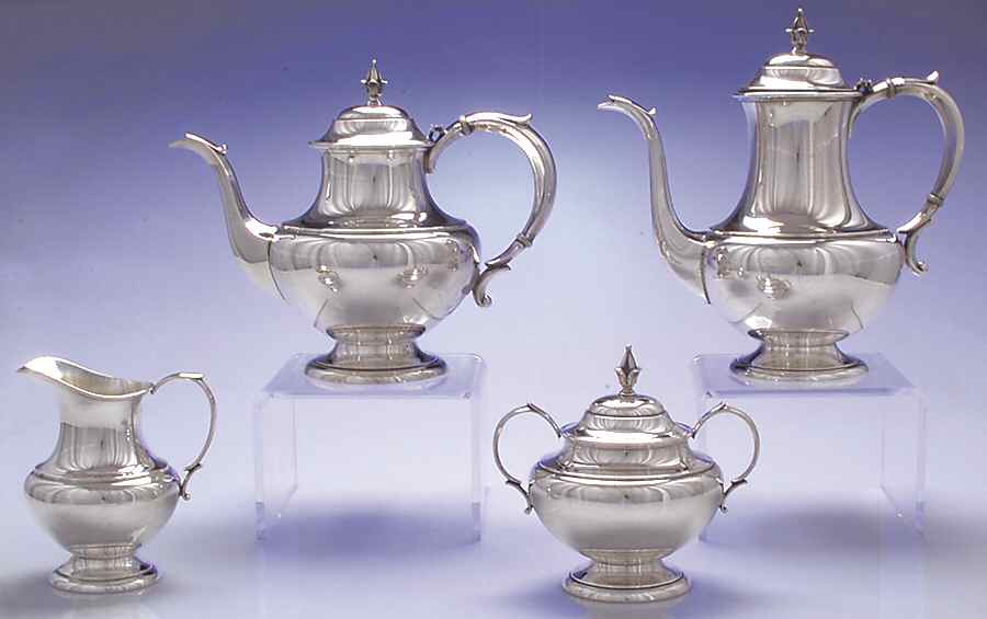 The Pilgrim (Sterling) 4 Piece Tea Set (SCP, STP, SCR, SSU) by Reed & Barton-1