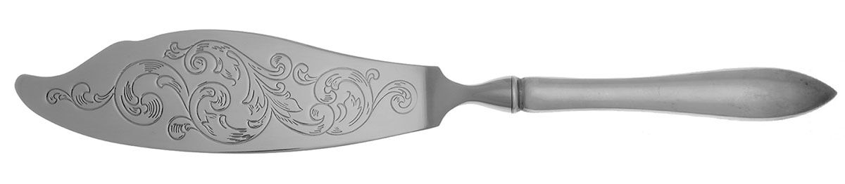 Pointed Antique (Sterling, 1895) Fish Serving Knife with Stainless Blade HC by Reed & Barton-1