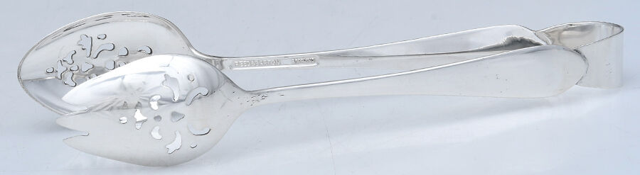 Pointed Antique (Sterling, 1895) Ice Serving Tongs Small HC by Reed & Barton-1