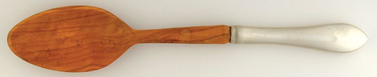 Pointed Antique (Sterling, 1895) Salad Serving Spoon Wooden Bowl by Reed & Barton-1