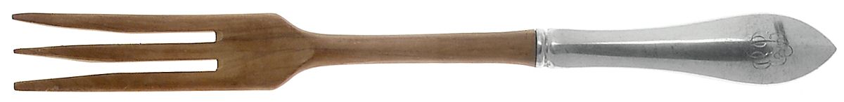 Pointed Antique (Sterling, 1895) Salad Serving Fork with Wooden Prongs by Reed & Barton-1