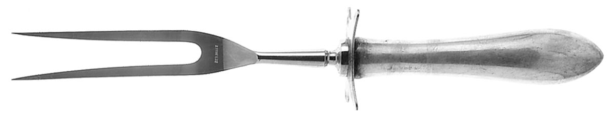Pointed Antique (Sterling, 1895) Large Stainless-Prong Roast Carving Fork by Reed & Barton-1