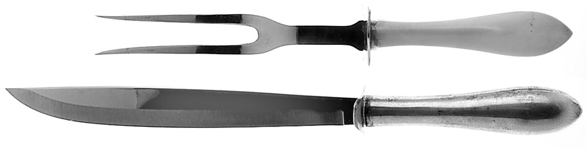 Pointed Antique (Sterling, 1895) Small Stainless Blade 2-Piece Steak Carving Set by Reed & Barton-1