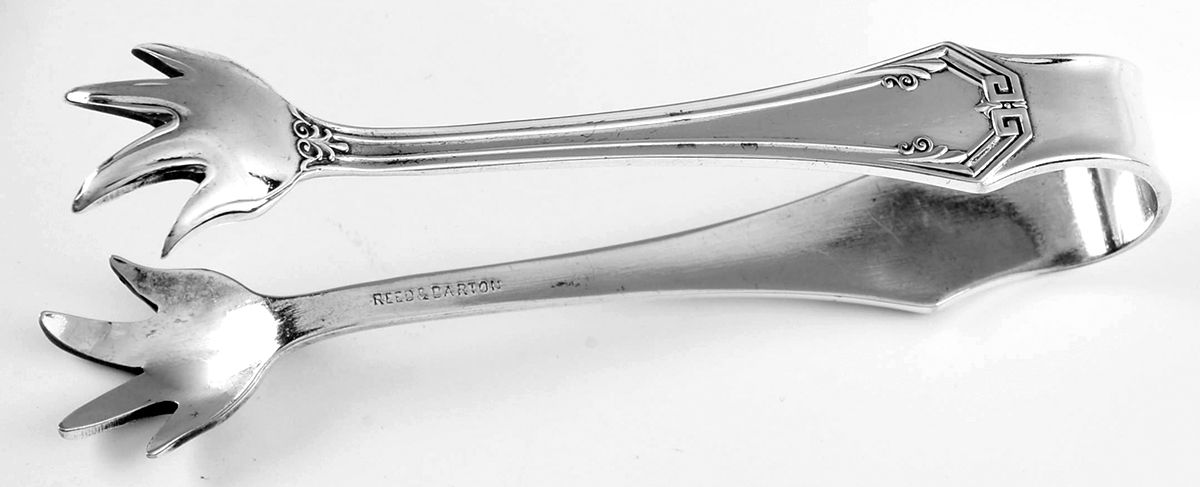 Pompeian (Silverplate, 1930) Sugar Tongs by Reed & Barton-1