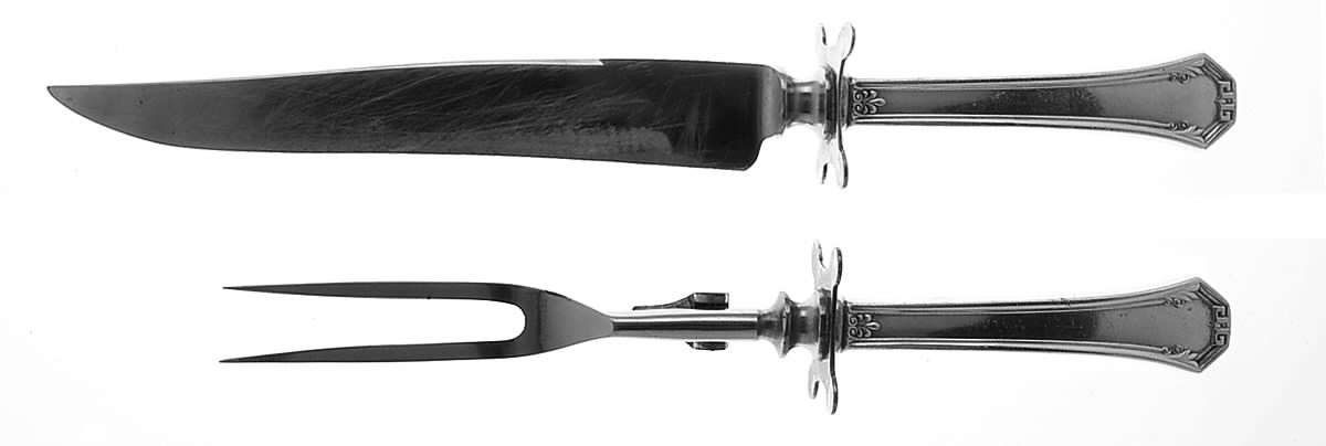 Pompeian (Silverplate, 1930) Small Stainless Blade 2-Piece Steak Carving Set by Reed & Barton-1