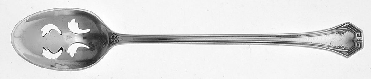 Pompeian (Silverplate, 1930) Pierced Bowl Short Handle Olive Spoon by Reed & Barton-1