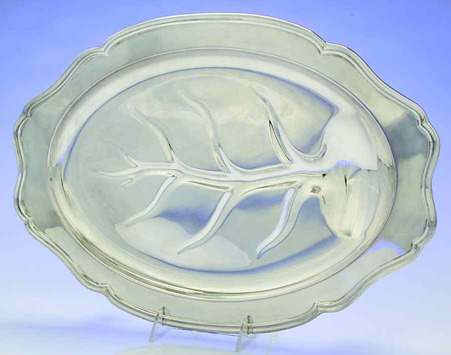 Provincial (Silverplate, Hollowware) Medium Plated Meat Platter with Well by Reed & Barton-1