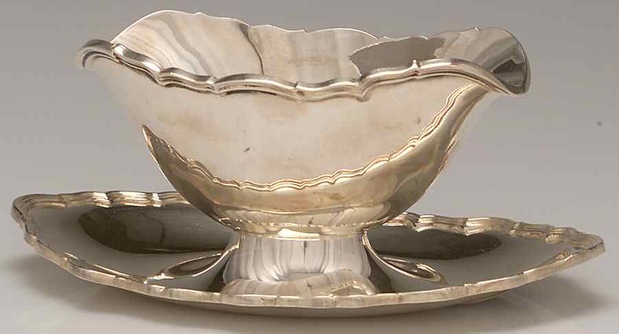 Provincial (Silverplate, Hollowware) Plated Gravy Boat with Attached Underplate by Reed & Barton-1