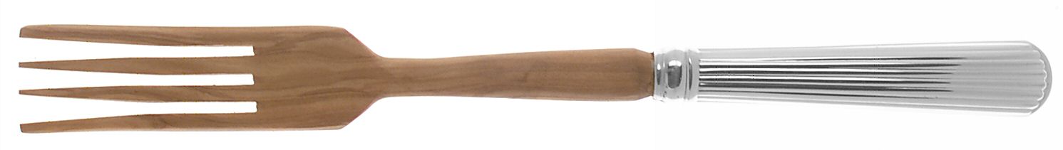 Corinthian (Silverplate) Salad Serving Fork with Wooden Prongs by Reed & Barton-1