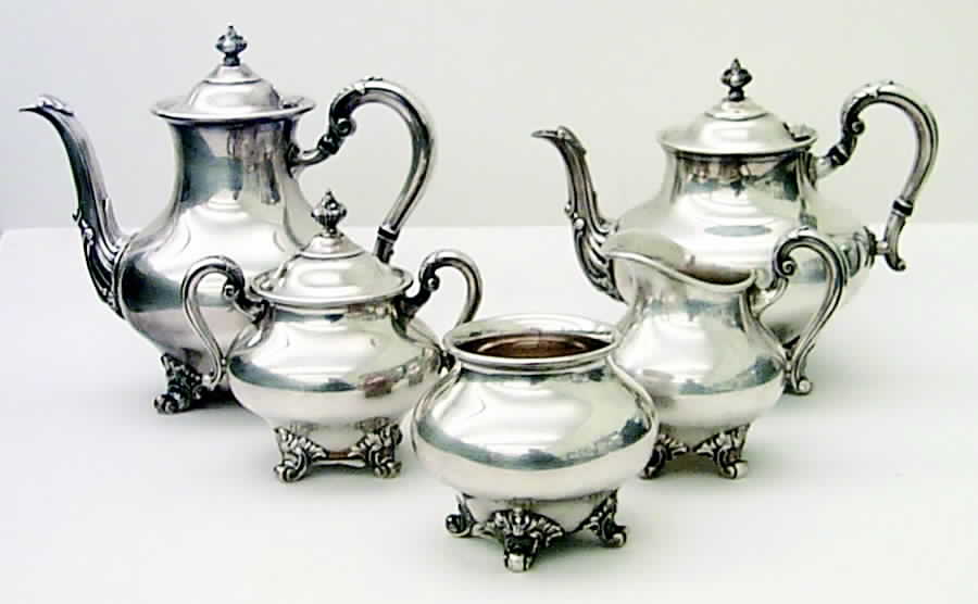 Regent-Plain (Silverplate Hollowware) 5-Piece Plated Tea Set (with Waste) by Reed & Barton-1