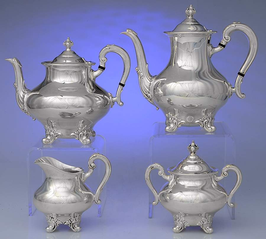 Regent-Plain (Silverplate Hollowware) (4 Piece) Silverplate Tea Set by Reed & Barton-1