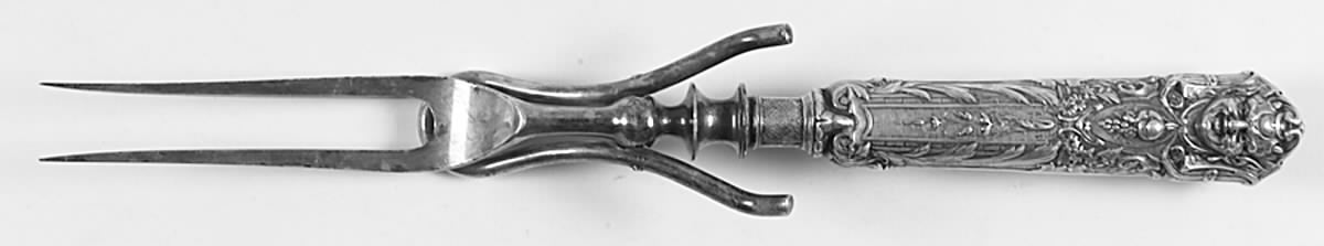 Renaissance (Silverplate, 1886, No Monos) Large Stainless-Prong Roast Carving Fork by Reed & Barton-1