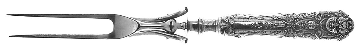 Renaissance (Silverplate, 1886, No Monos) Large Roast Carving Fork, Silverplate Prongs by Reed & Barton-1