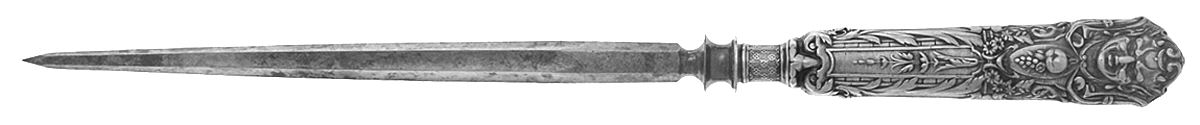 Renaissance (Silverplate, 1886, No Monos) Large Roast Knife Sharpener wSteel Rod by Reed & Barton-1