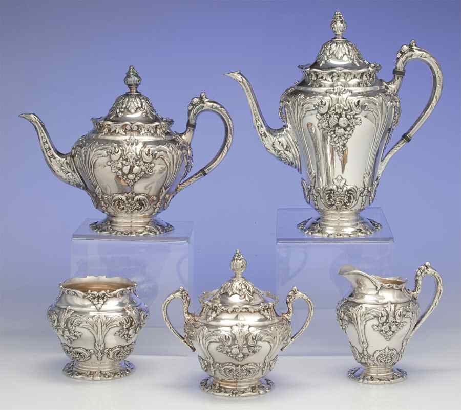 Renaissance (Silverplate, Hollowware) 5-Piece Plated Tea Set (with Waste) by Reed & Barton-1