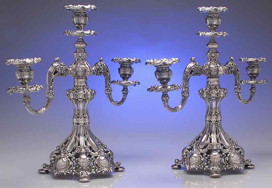 Renaissance (Silverplate, Hollowware) Pair of 3-Light Candelabra by Reed & Barton-1
