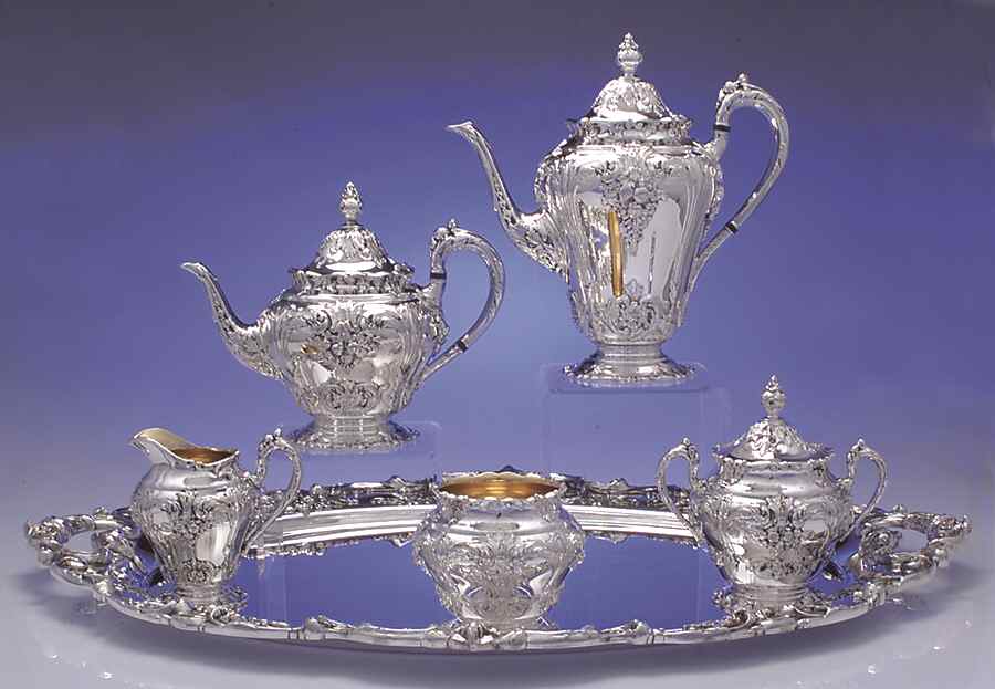 Renaissance (Silverplate, Hollowware) 6-Piece Plated Tea Set (Waste & Tray) by Reed & Barton-1