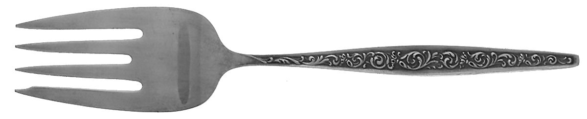 Renaissance Scroll (Sterling, 1969) Medium Solid Cold Meat Serving Fork by Reed & Barton-1
