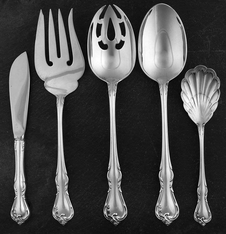 Rose Cascade (Sterling, 1957) 5 Piece Hostess Set by Reed & Barton-1