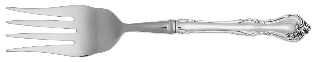Rose Cascade (Sterling, 1957) Cold Meat Fork Large, Stainless Tines HC by Reed & Barton-1