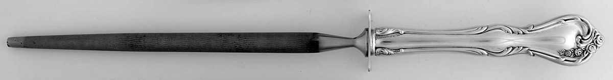 Rose Cascade (Sterling, 1957) Large Knife Sharpener-Steel Rod w/Sterling Guard by Reed & Barton-1
