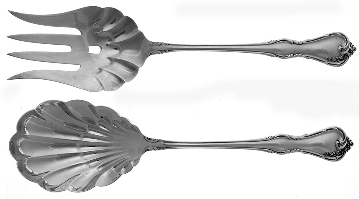 Rose Cascade (Sterling, 1957) (2 Pc) Solid Salad Set by Reed & Barton-1