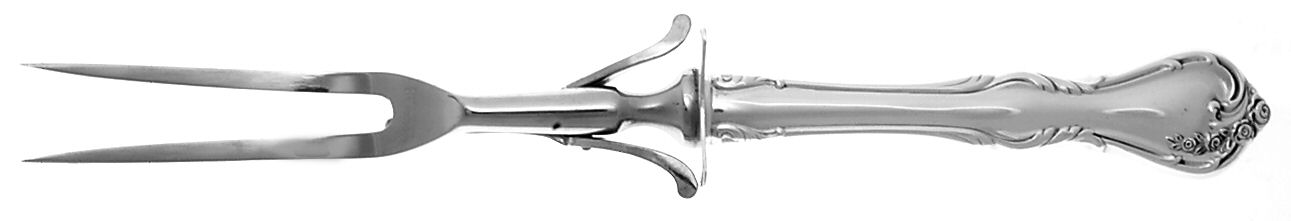 Rose Cascade (Sterling, 1957) Lg Carving/Roast Fork-Stn Prong w/Sterling Guard by Reed & Barton-1