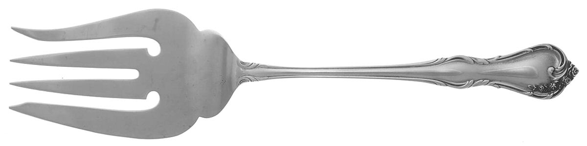 Rose Cascade (Sterling, 1957) Medium Solid Cold Meat Serving Fork by Reed & Barton-1