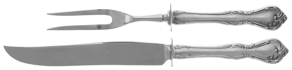 Rose Cascade (Sterling, 1957) 2 Piece Small Carving Set W/ Sterling Guard by Reed & Barton-1