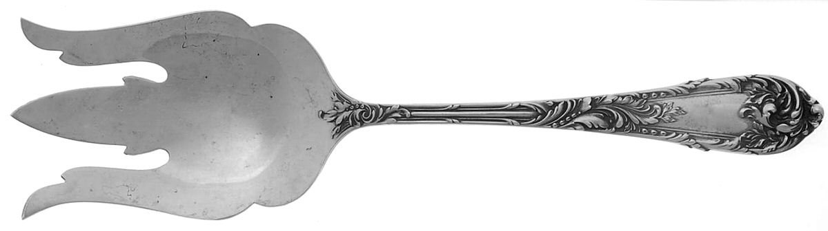 Romaine-Monique (Sterling, 1933, No Monos) Oversize Solid Salad Servng Fork by Reed & Barton-1
