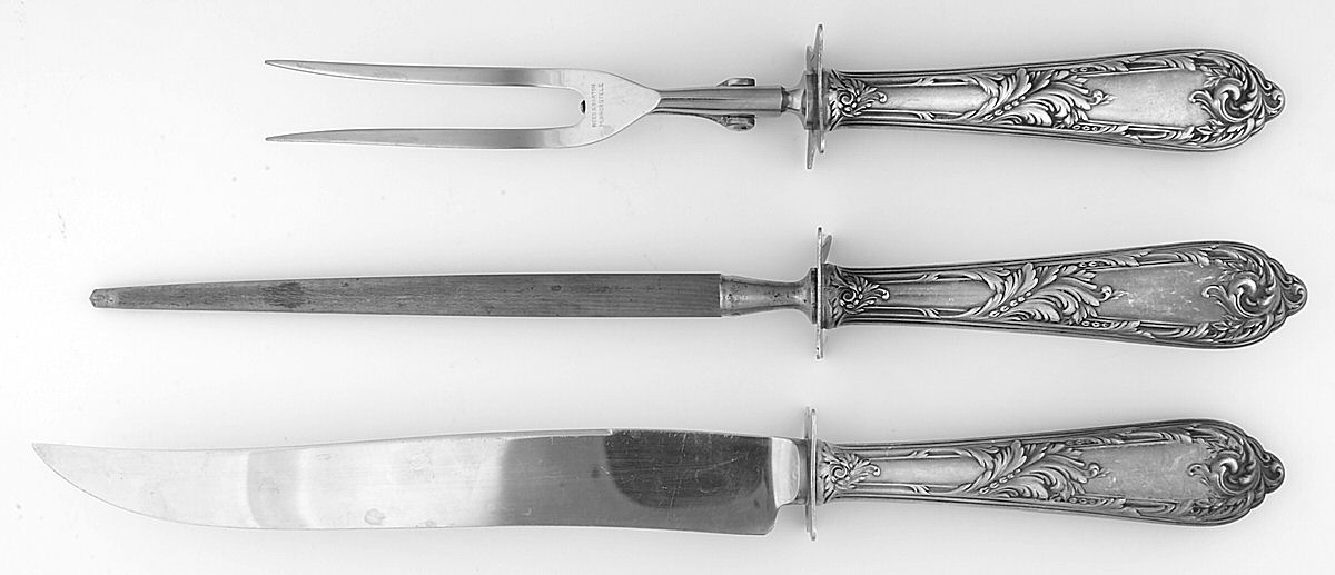 Romaine-Monique (Sterling, 1933, No Monos) Large 3-Piece Roast Carving Set w/ Stainless Blade by Reed & Barton-1