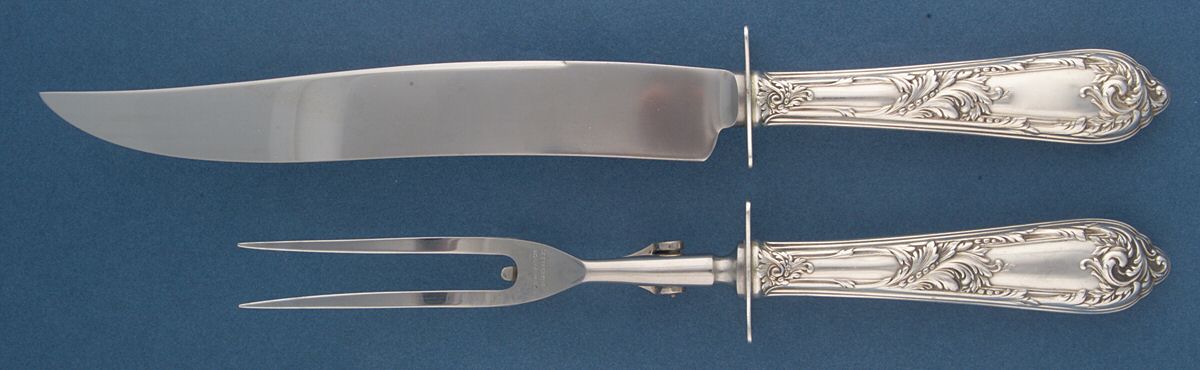 Romaine-Monique (Sterling, 1933, No Monos) Stainless Blade, Game 2-Piece Carving Set by Reed & Barton-1