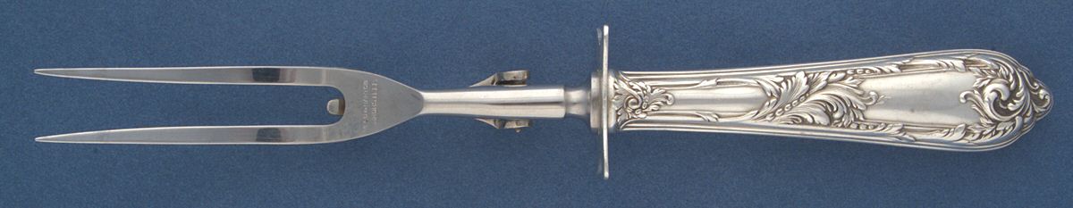 Romaine-Monique (Sterling, 1933, No Monos) Stainless-Prong Game Carving Fork by Reed & Barton-1