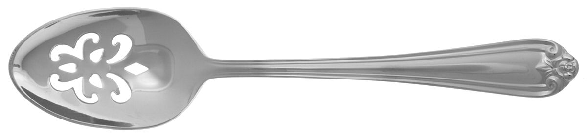 Rosebud (Stainless) Pierced Tablespoon (Serving Spoon) by Reed & Barton-1