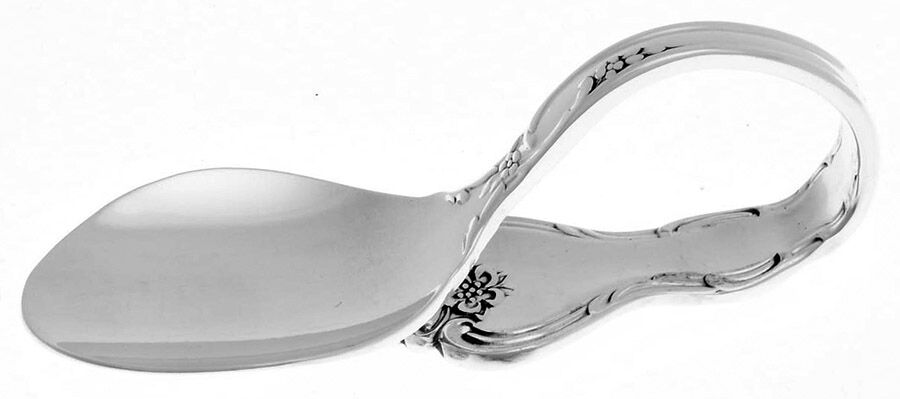 Savannah (Sterling, 1962, No Monograms) Baby Spoon with Curved Handle HC by Reed & Barton-1