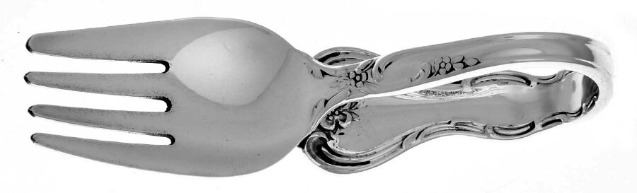 Savannah (Sterling, 1962, No Monograms) Baby Fork with Curved Handle HC by Reed & Barton-1