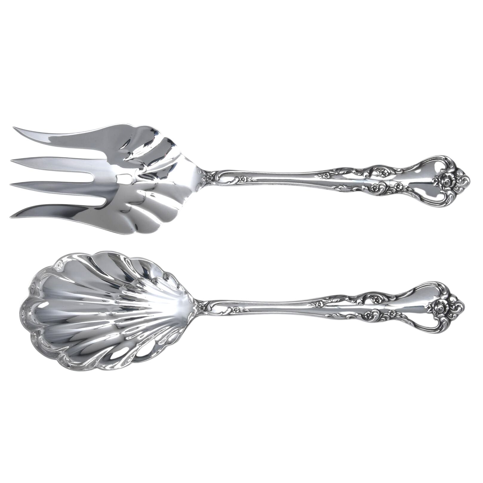 Savannah (Sterling, 1962, No Monograms) (2 Pc) Solid Salad Set by Reed & Barton-1
