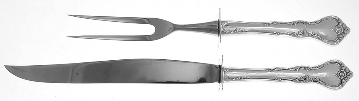Savannah (Sterling, 1962, No Monograms) (2 Pc)Carving Set-Lg Stnbl/Roast w/Sterling Guard by Reed & Barton-1