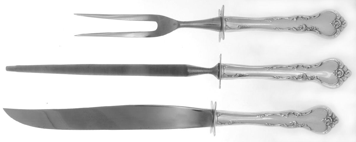 Savannah (Sterling, 1962, No Monograms) (3 Pc)Carving Set-Lg Stnbl/Roast w/Sterling Guard by Reed & Barton-1