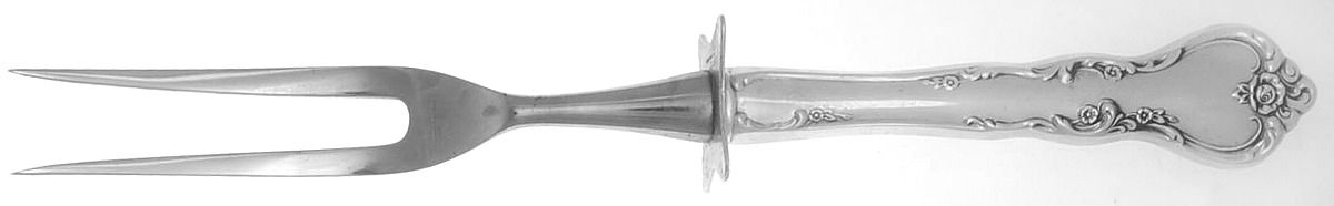 Savannah (Sterling, 1962, No Monograms) Lg Carving/Roast Fork-Stn Prong w/Sterling Guard by Reed & Barton-1