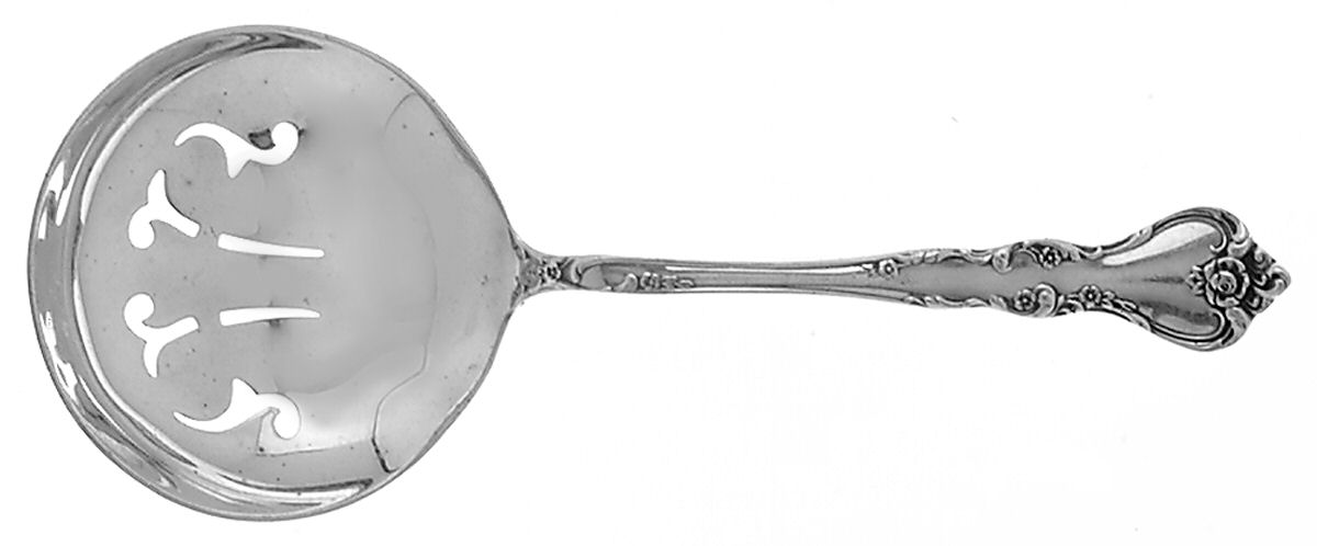 Savannah (Sterling, 1962, No Monograms) Solid Bon Bon Spoon with Pierced Bowl by Reed & Barton-1