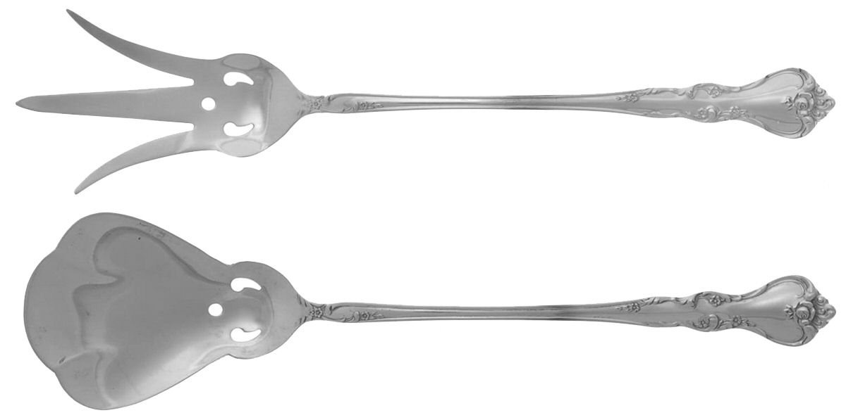 Savannah (Sterling, 1962, No Monograms) 2 Pc Large Lettuce Serving Set by Reed & Barton-1