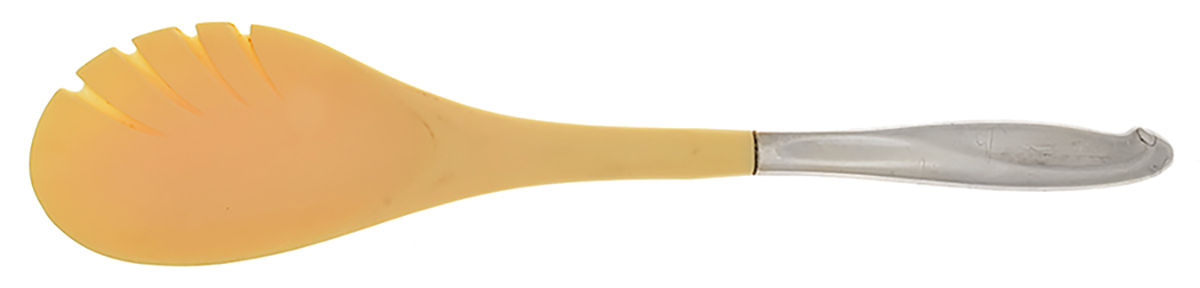 Silver Sculpture (Sterling, 1954) Salad Serving Fork with Plastic Prongs by Reed & Barton-1
