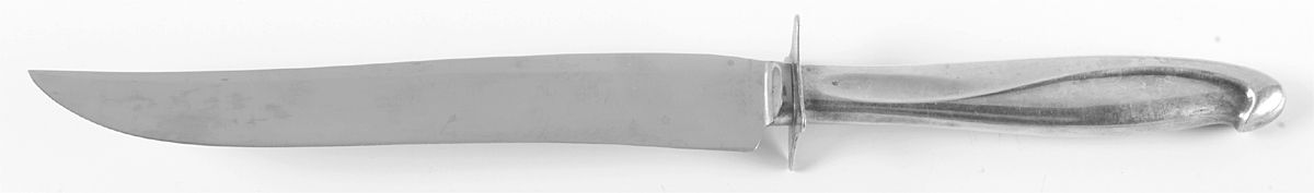 Silver Sculpture (Sterling, 1954) Large Stainless Blade Roast Carving Knife by Reed & Barton-1