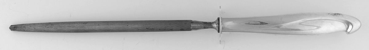 Silver Sculpture (Sterling, 1954) Small Steel Rod Sharpener Knife by Reed & Barton-1
