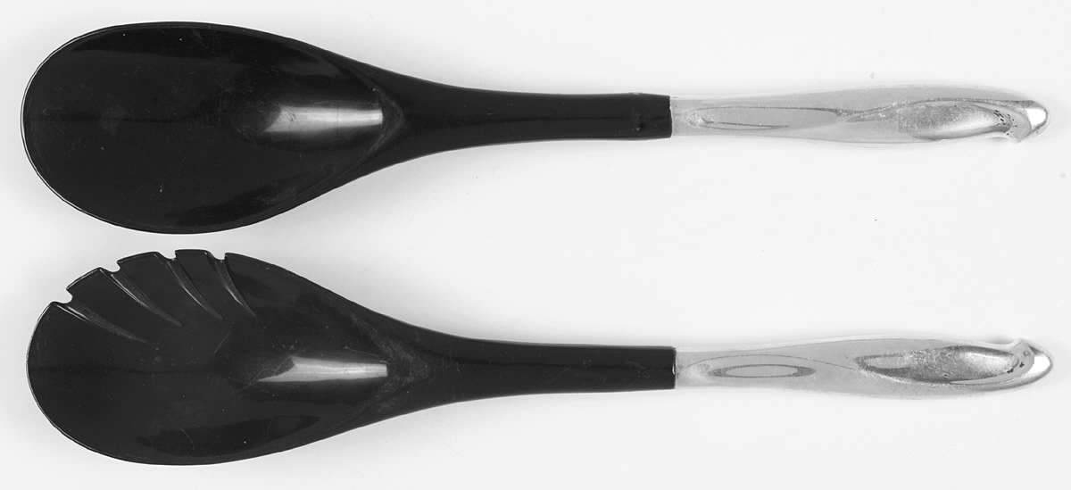 Silver Sculpture (Sterling, 1954) Plastic Bowl 2-Piece Salad Set by Reed & Barton-1